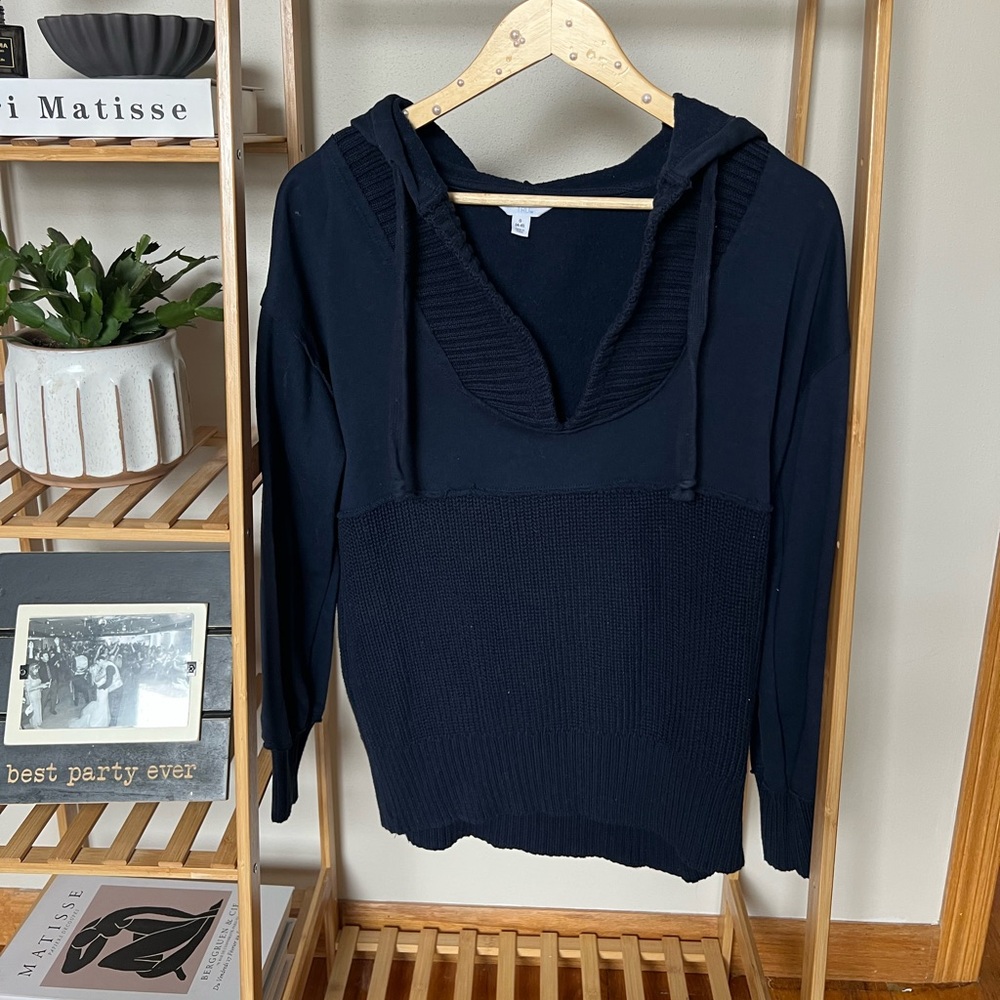 Navy Pullover Textured Hoodie